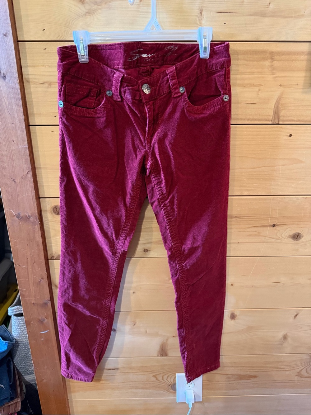 7 For All Mankind Burgundy Corduroy Slim Jeans